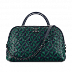 Chanel Blue/Green Calfskin/Braided Fabric Bowling Bag