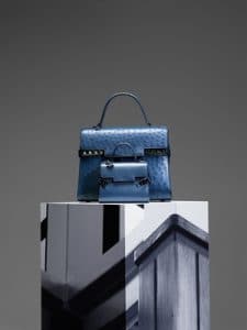 Delvaux Bleu De Prusse Ostrich Tempete GM and Calfskin Tempete Micro Bags