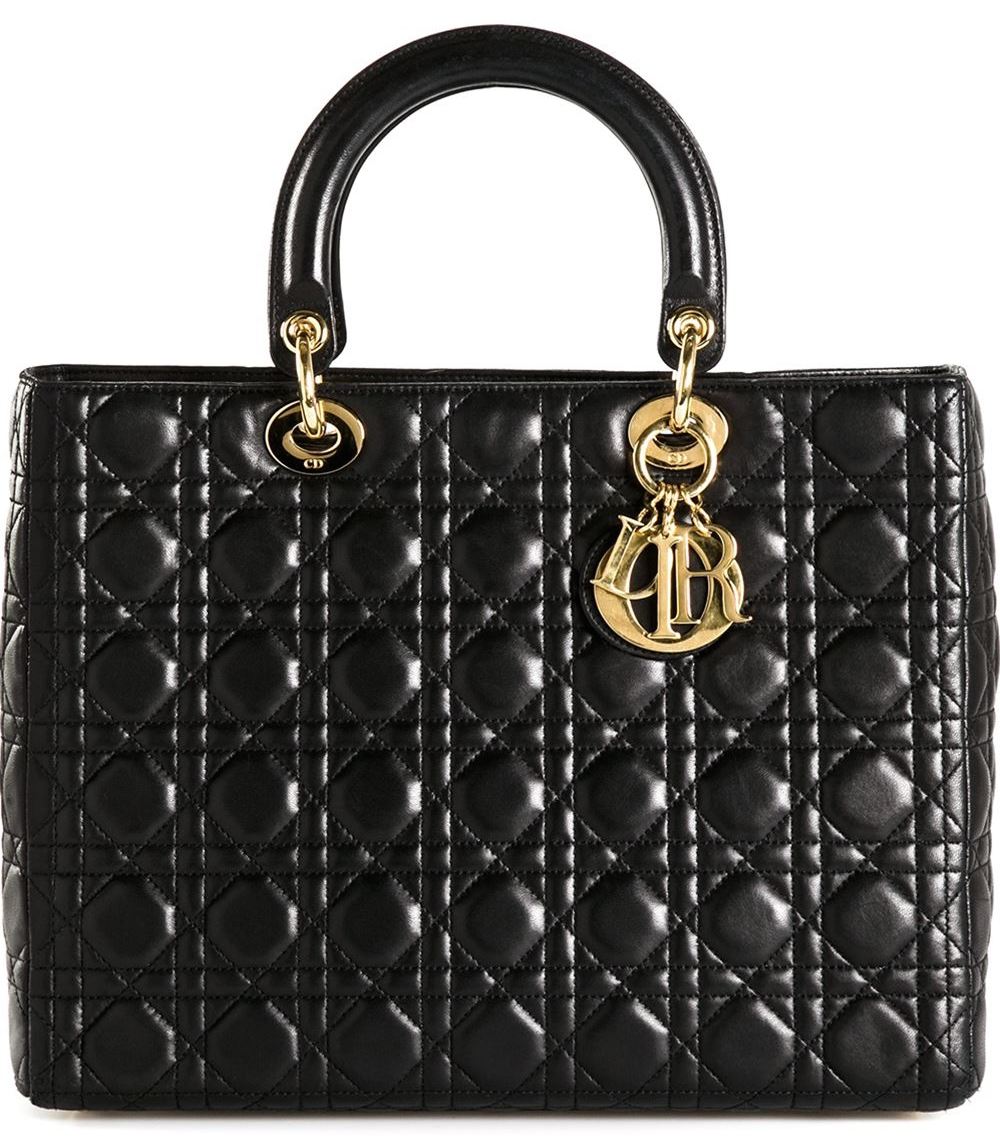 Dior Black Vintage Lady Dior Large Tote Bag