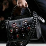 Fendi Black Floral Embellished Dot.Com Bag With Braided Strap You - Spring 2016