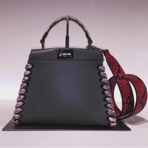 Fendi Grey Leather/Python Interlaced Peekaboo Bags