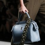 Fendi Light Blue Dot.Com Bag With Olive Green Floral Embellished Strap You - Spring 2016