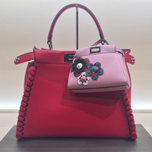 Fendi Red Interlaced Peekaboo and Pink Micro Peekaboo Bags