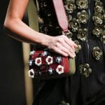 Fendi Red/Olive Green Floral Embellished Baguette Bag With Strap You - Spring 2016