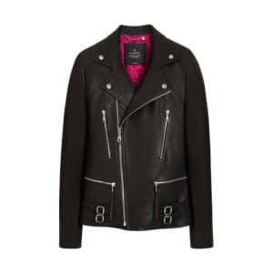 Mulberry Black with Ruby Magenta Georgia May Jagger Biker Jacket