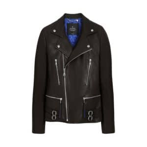 Mulberry Black with Sapphire Blue Georgia May Jagger Biker Jacket