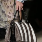 Prada White/Black/Brown Crocodile Striped Top Handle Bag - Spring 2016