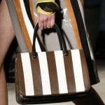 Prada White/Black/Brown Striped Top Handle Bag - Spring 2016