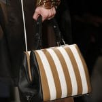 Prada White/Black/Tan Striped Top Handle Bag 2 - Spring 2016