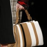 Prada White/Black/Tan Striped Top Handle Bag - Spring 2016