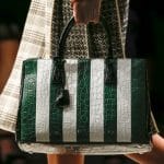 Prada White/Green/Black Striped Crocodile Top Handle Tote Bag - Spring 2016