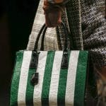 Prada White/Tan/Black Striped Crocodile Top Handle Tote Bag 2 - Spring 2016