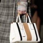 Prada White/Tan/Black Striped Crocodile Top Handle Tote Bag - Spring 2016