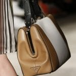 Prada White/Tan/Black Striped Top Handle Bag - Spring 2016