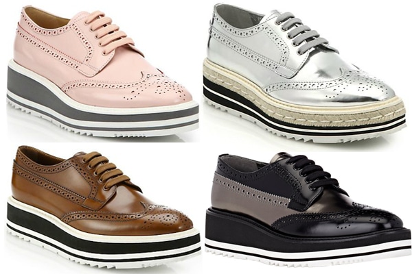 Prada Wingtip Brogue Platform Sneakers