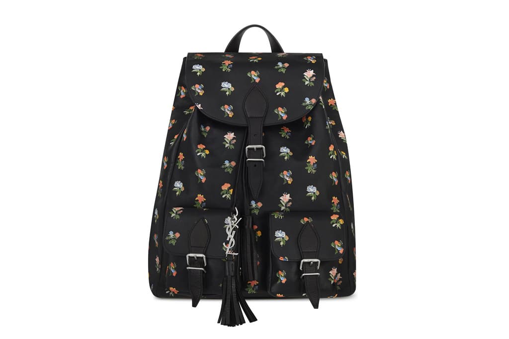 Saint Laurent Black Floral Print Backpack Bag