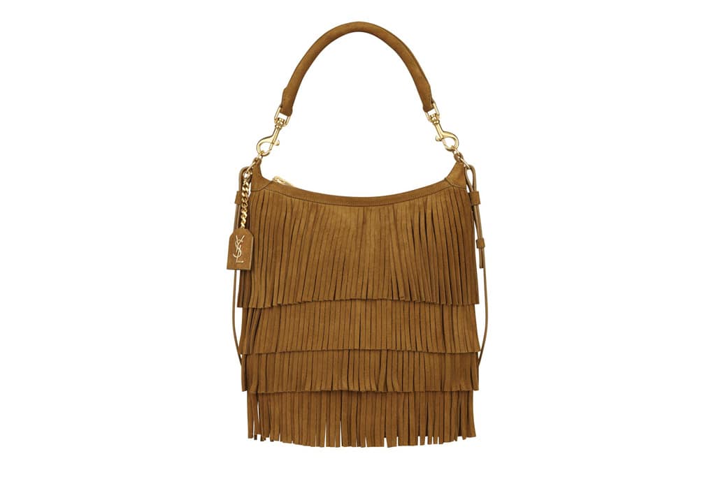 Saint Laurent Tan Suede Fringed Hobo Bag