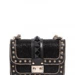Valentino Black/Gold Embellished Mini Lock Shoulder Bag