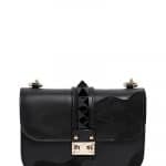 Valentino Camonoir Patchwork Suede/Leather Lock Shoulder Bag