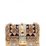 Valentino Gold/Black Beaded Mini Lock Shoulder Bag