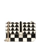 Valentino Ivory/Black Geometric Beaded Snakeskin/Leather Lock Shoulder Bag