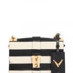 Valentino Ivory/Black Striped B-Rockstud Flap Bag