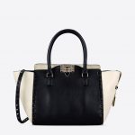 Valentino Ivory/Black Rockstud Double Handle Small Bag