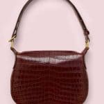 Celine Burgundy Crocodile Small Saddle Bag