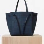 Celine Navy Blue Nubuck Stamped Crocodile Small Cabas Phantom Bag