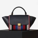 Celine Navy Blue/Multicolor Calfskin/Cotton Woven Trapeze Small Bag