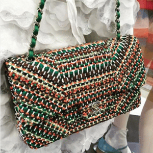 Chanel Green Multicolor Tweed Classic Flap Bag - Cruise 2016