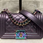 Chanel Purple Small Boy Flap Bag with Rainbow Hardware