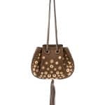 Chloe Brown Studded Inez Small Drawstring Bag