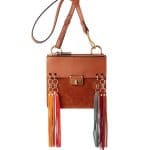 Chloe Caramel Tassel Trim Jane Crossbody Bag