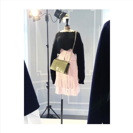 Dior Black/Pink Dress and Crocodile Diorama Flap Bag - Spring 2016