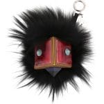 Fendi Black Prism Square Monster Fur Bag Bug Charm