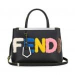 Fendi Black Shearling Fur:Leather 2Jours Petite Tote Bag