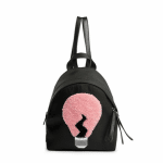 Fendi Black/Pink Light Bulb Shearling:Nylon Mini Backpack Bag