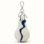 Fendi White/Blue Sheepskin Lightbulb Bag Charm