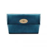 Mulberry Midnight Blue Mirror Metallic Leather Clemmie Clutch Bag