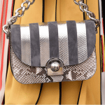 Prada Grey/Silver Striped/Python Flap Bag - Spring 2016