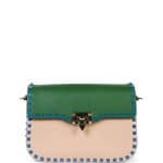 Valentino Beige/Blue/Pink/Green Four-Color Rockstud Rounded Messenger Medium Bag