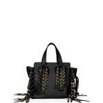 Valentino Black C-Rockee Studded Fringe Micro Shopper Tote Bag