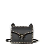 Valentino Black Rockstud Lock-Flap Square Shoulder Bag