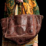 Valentino Brown Embellished Rockstud Tote Bag - Spring 2016