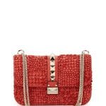 Valentino Deep Coral Floral Applique Lock Flap Bag