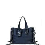 Valentino Denim Blue C-Rockee Studded Fringe Tote Bag