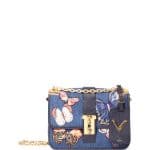 Valentino Denim Butterfly Embroidered B-Rockstud Flap Bag