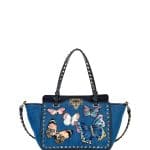 Valentino Denim Butterfly Rockstud Mini Tote Bag