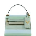 Valentino Green Multicolor Striped My Rockstud Top Handle Bag